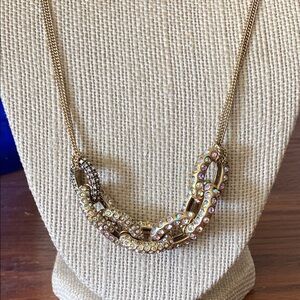 NWT J Crew Gold Tone/ Aurora Borealis Crystal Chain style necklace